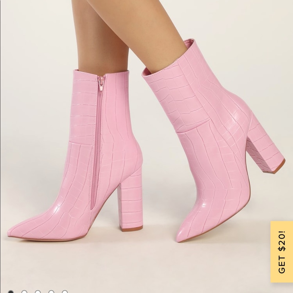 Pink crocodile booties